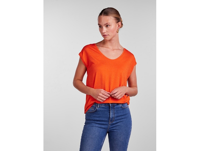 Pieces femme 17078572 pcbillo tee jaune et orange