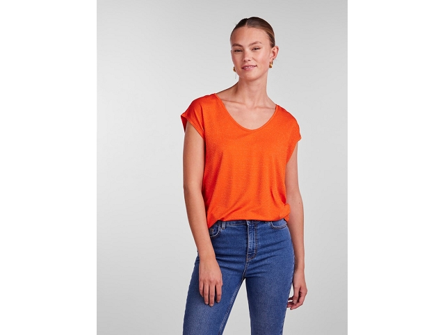 Pieces femme 17078572 pcbillo tee jaune et orange7354922_2