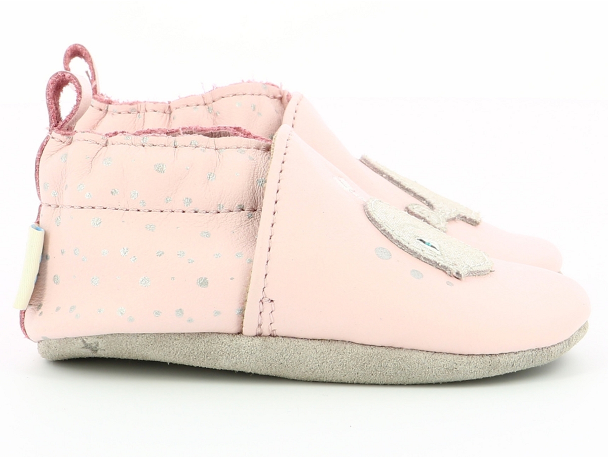 Robeez Pink Whale - Chaussons Souples Bébé Fille En Cuir Rose Avec Motif Baleine, Premiers Pas Confortables
