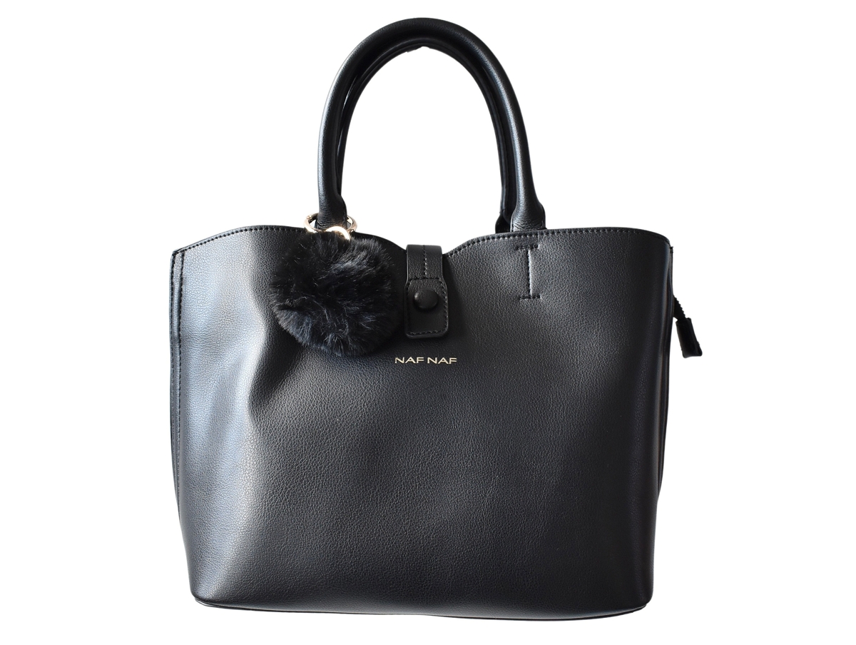 Sac à Main En Cuir Naf-naf Gris Style Bandoulière - Occasion En Très Bon état (tbe)